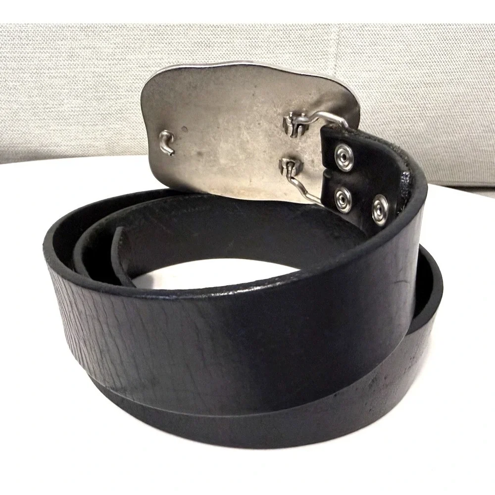 MEN'S FREEDOM BRAND BIG BUCKLE GENUINE LEATHER BLACK BELT 36
